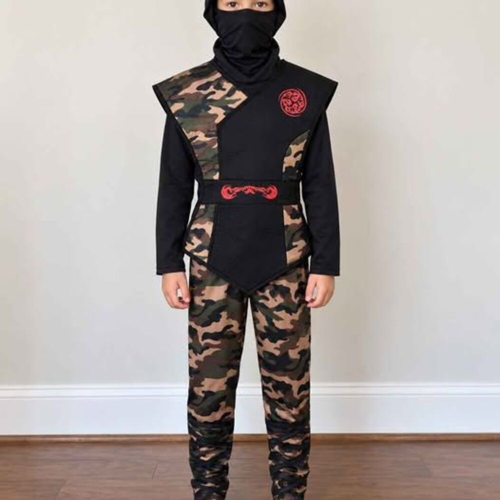 Kids Ninja Halloween Costume Size 7–8 / 128 – Camo Warrior Outfit with Mask